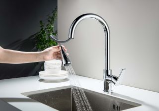 Смеситель для кухни Aquatek Лугано AQ1784CR с вытяжным изливом хром